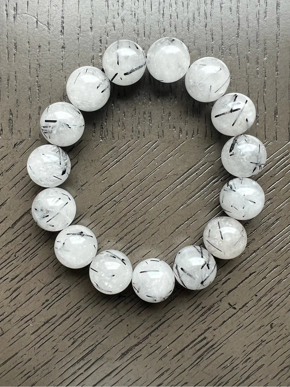 Rutilated tourmaline quartz bracelet 15mm SIZE 7.25’